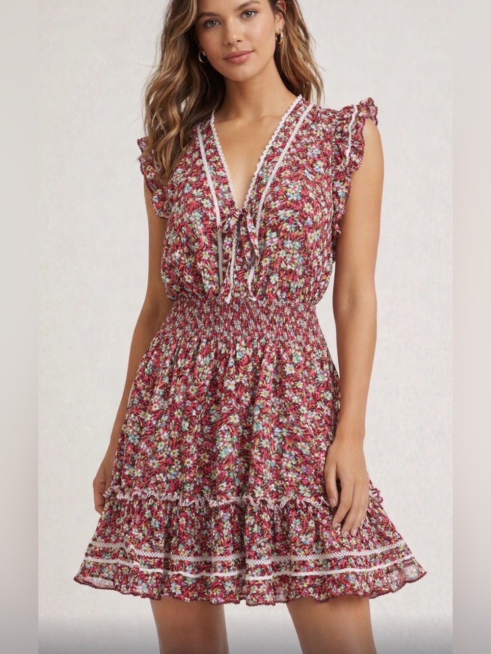 Poupette St Barth Pink Floral Mini Dress Small
